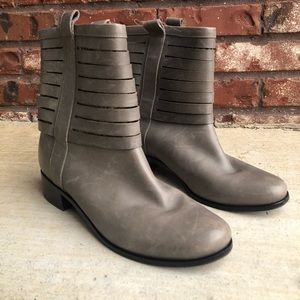 Gray Cole Haan Leather Ankle Boots with Snake Skin